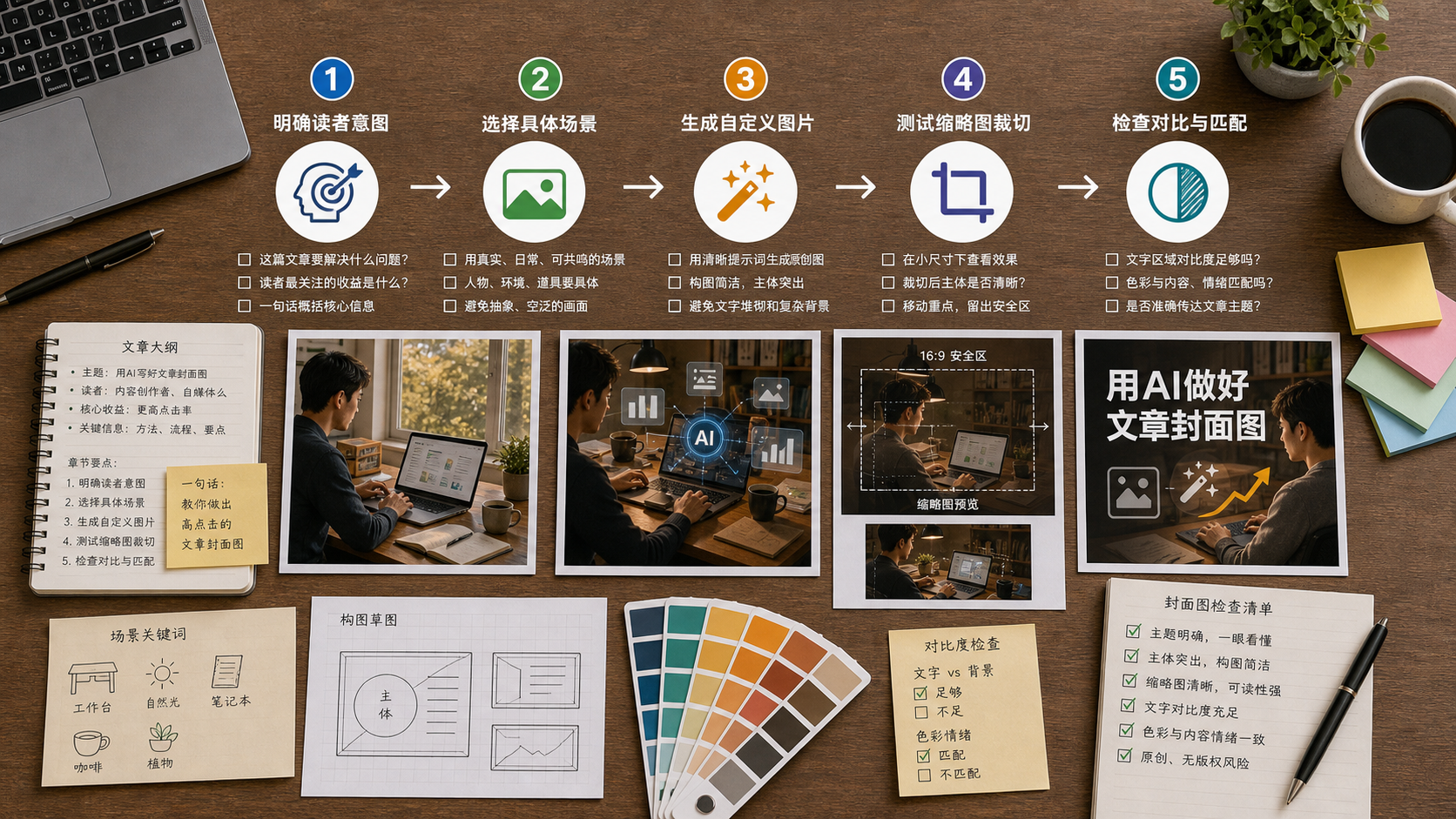 AI 文章封面图从读者意图到缩略图检查的流程