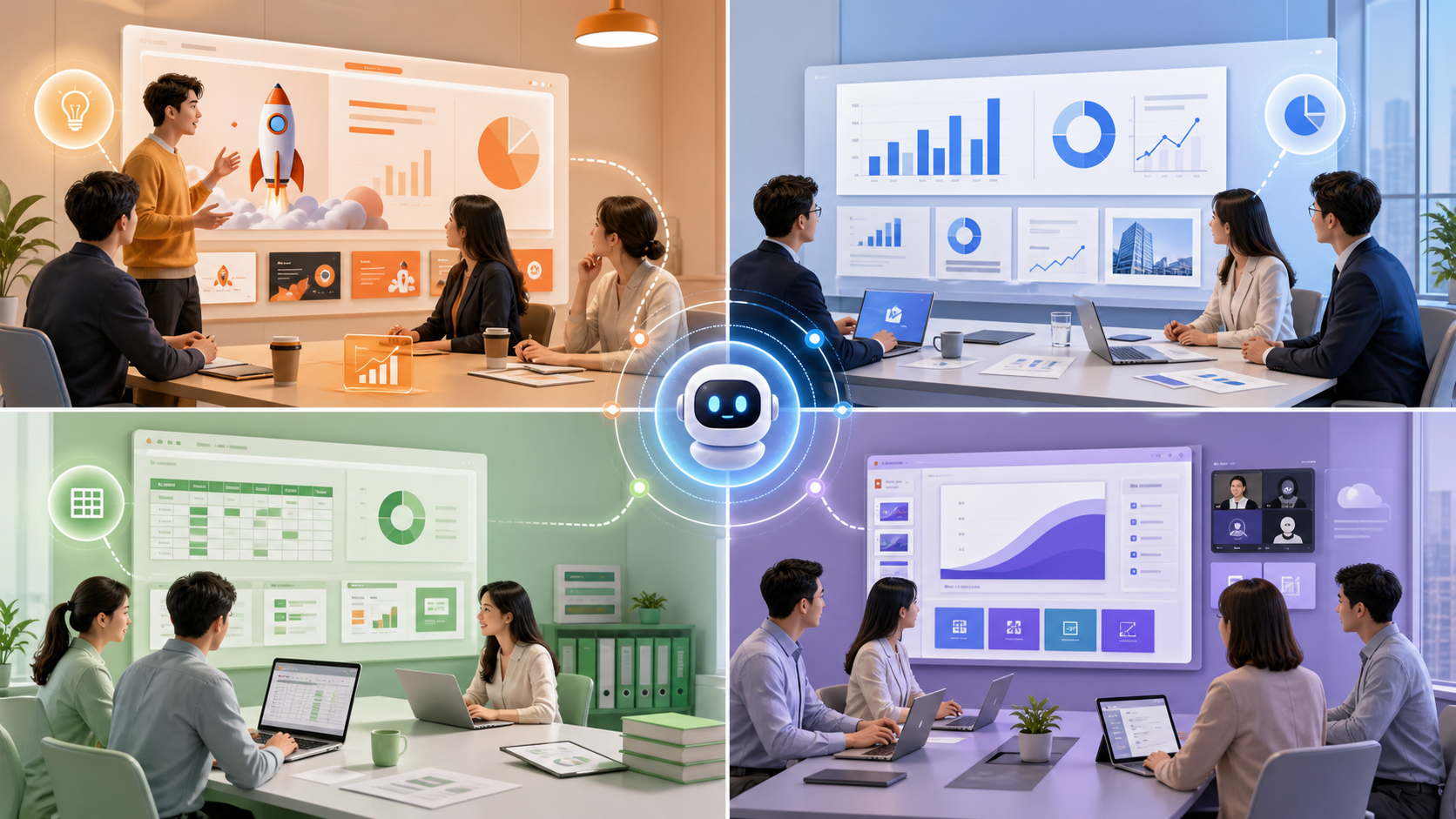 AI PPT 工具按职场场景进行选择的对比画面