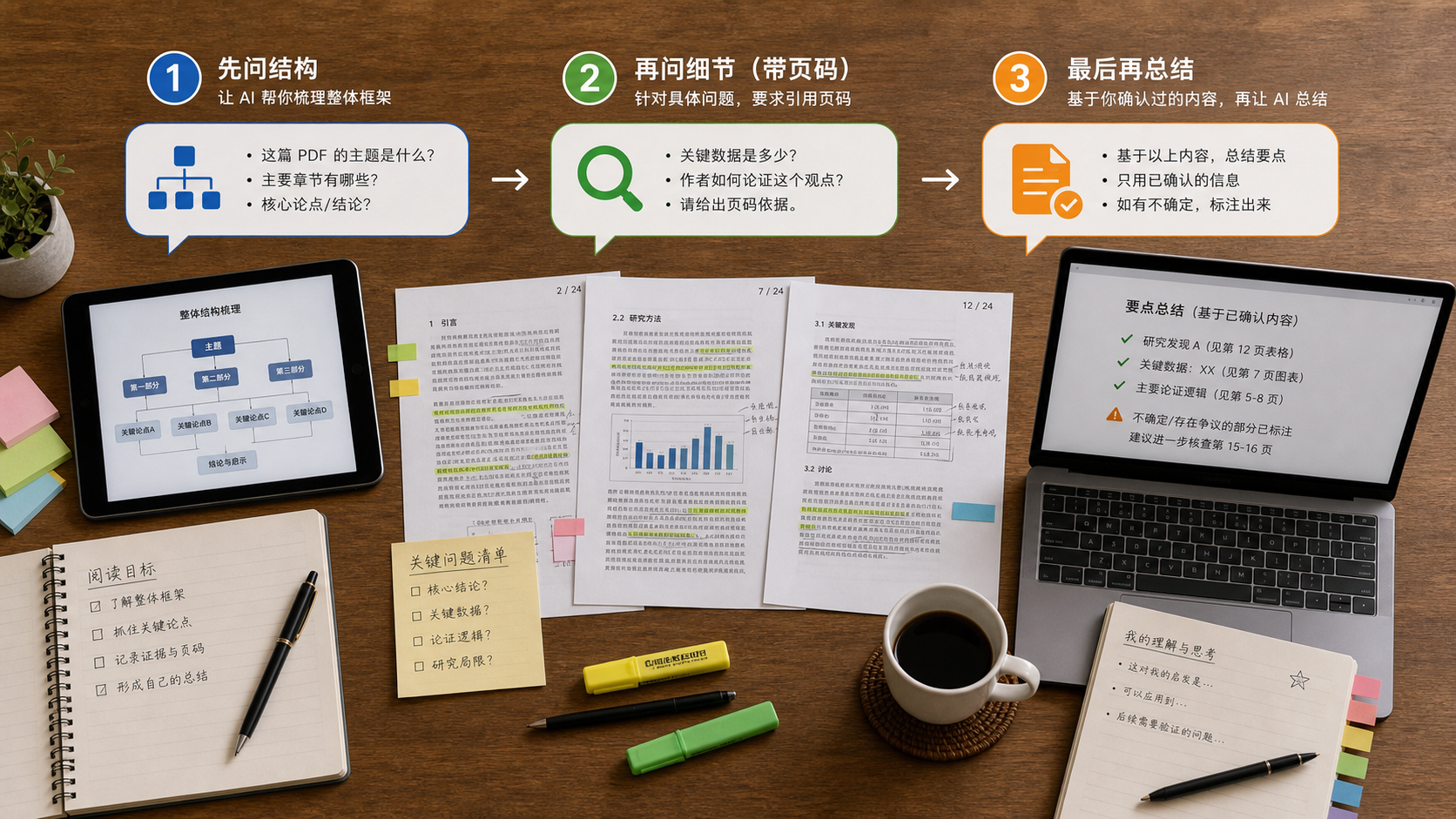 围绕数据提出变化、原因、异常和下一步四类问题