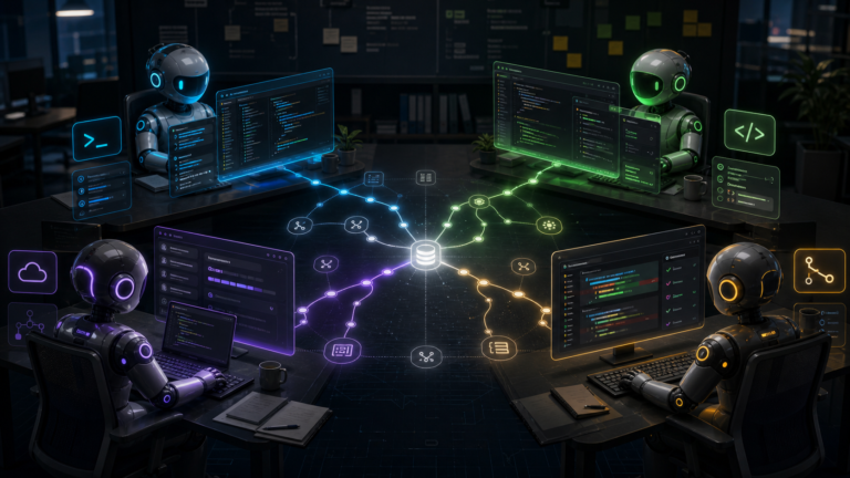 四种 AI 编程 Agent 分别在终端、IDE、云端任务和代码审查中协作